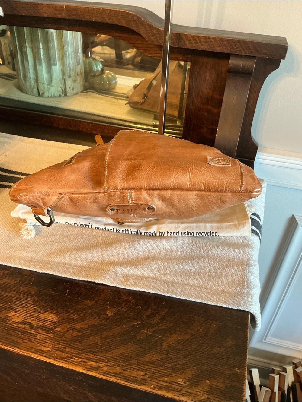 NWOT Bed Stu Aiken Leather Crossbody Convertible Bag Tan Rustic Retail $280 - Picture 9 of 15